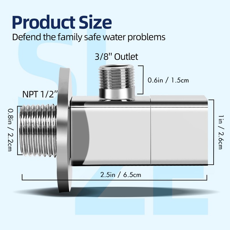 Hettecy Angle Valve NPT 1/2'' Inlet x 3/8'' Outlet Heavy