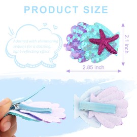 TODDER 12PCS SeaShell Starfish Hair Clips Sparkling Mermaid Hair Clips Set No Damage Glitter Hair Accessories for Women Girls Mermaid Birthday Party Beach Ocean Decorations Costumes Gifts