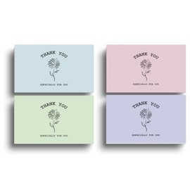 Earth Link Thank You Cards Business Card Size Thank you Dull Color Icy Color Shabby Scrapbooking Mini Size Message Floral Greeting Flima (50 Pieces 01.4 Color Mix)