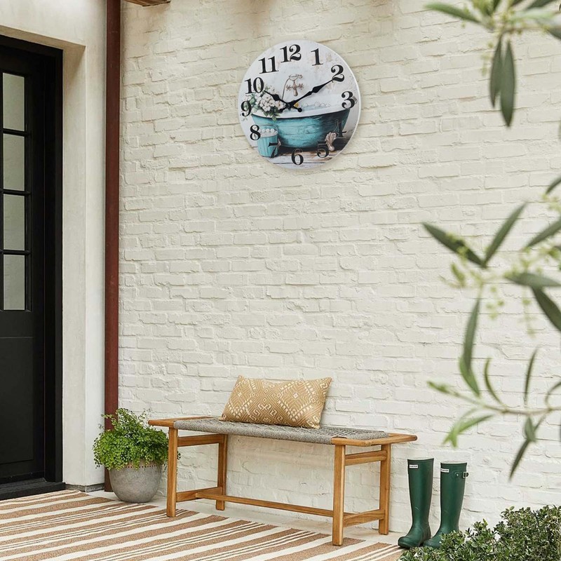 Horizent Bathroom Wall Clock,Rustic Style Waterproof Glass Wall Clock for