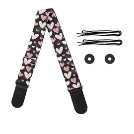 GLENLCWE Dragonfly Print Guitar Strap for Acoustic&Electric&Bass Guitars,Adjustable Guitar Strap, Valentine Heart in Black, Talla Única