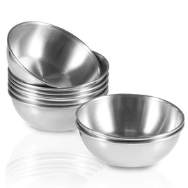 Amytalk Amytalk 8 Pack 3.2inch Stainless Steel Sauce Dishes Mini Individual Saucers Bowl Round Seasoning Dishes Sushi Dipping Bowl Appetizer Plates, Sliver