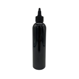 Natural Farm - Botellas de plástico Cosmo negro de 8 onzas, paquete de 12 botellas vacías recargables, sin BPA, aceites esenciales, aromaterapia, tapa superior giratoria negra, fabricada en los Estados Unidos
