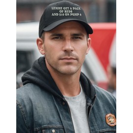 Lemme Get a Pack of Reds and 10 on Pump 6 Hat Funny Trucker Hat (Dark Green)