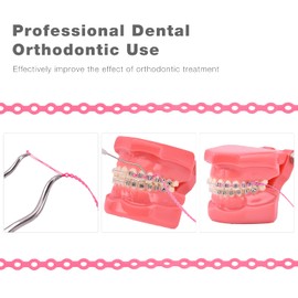 faruijie Colourful Elastic Power Chain for Braces Dental Orthodontic Powerchains 3 Sizes Ortho Rubber Band(Long,Pink 20#)