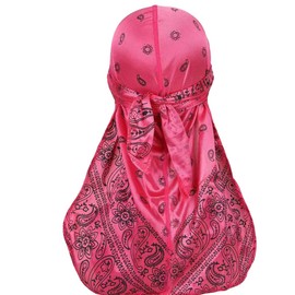Trifong Durag Glossy Fabric Du-rag Pirate Bandana, Hip Pop, Dance, Wave Cap, Durag, Hiphop Costume, Dance Costume, Rapper, Breakdance, Dancer, Bandana Cap, Hair and Scalp, Protection, Breathable,