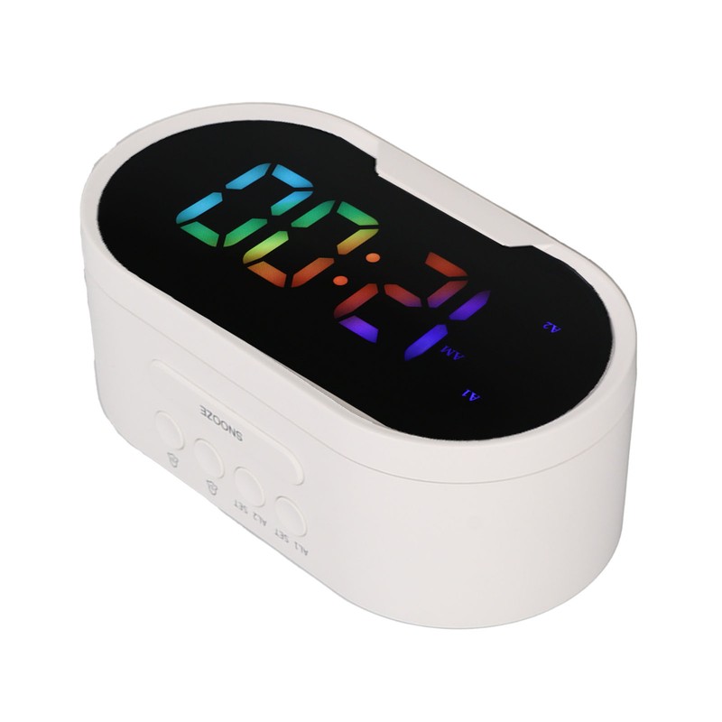 Digital Clock LED Alarm Big Digits Color Display Dimmable Adjustable