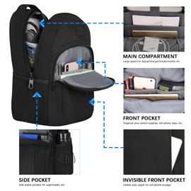 LARIPOP Travel Laptop Backpack,15.6 Inch Business Laptop backpack for Men Women with USB Charging Port,Water-Resistant Laptopack Weekender Daypack for Work College Computer