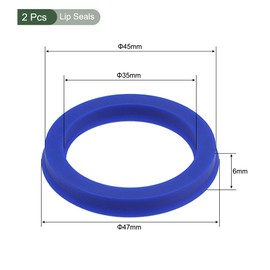 YOKIVE 2 Pcs UHS Radial Shaft Seals, Industry PU Oil Seals for Hydraulic Cylinders (Blue, 35-mm ID x 45-mm OD 6-mm Width)