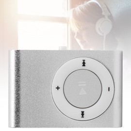 Mini Music Player, Portable MP3 Player Aluminum Alloy Digital Music Media Player MiniMP3 BackClip Player with Earphone and USB Cable(Silver)