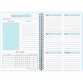 Undated Weekly Planner - Weekly Goals Notebook, A5 To Do List Planner, Habit Tracker Journal with Spiral Binding, Tracker and Goal Planner, 5.7 x 8.0 inches