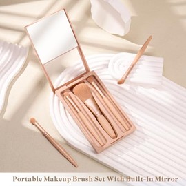Juego de brochas para sombra de ojos, regalos del día de San Valentín, brochas de maquillaje para adolescentes con espejo, kit de brochas de maquillaj