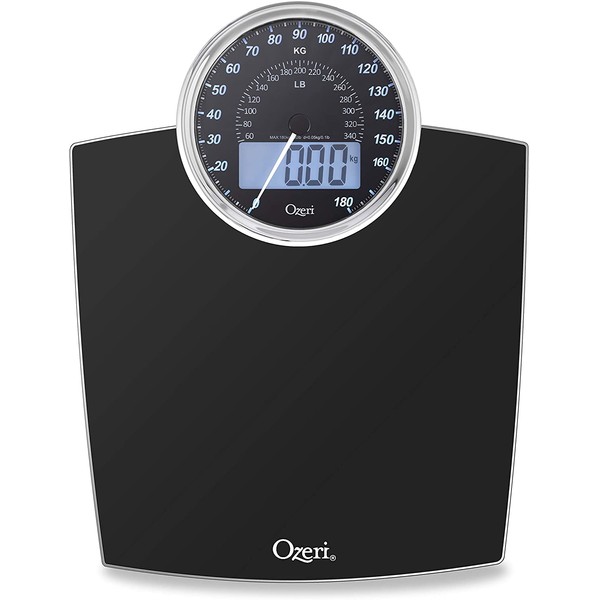 Ozeri Rev 400 lbs (180 kg) Bathroom Scale with Electro-Mechanical Weight Dial and 50 gram Sensor Technology (0.1 lbs / 0.05 kg), Black