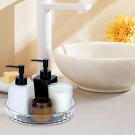 QWORK® Turntable Organiser, Diameter 22 cm Rotating Lazy Susan Spice Rack, Transparent Rotating Organiser, for Kitchen, Bathroom, Fridge, Cupboard