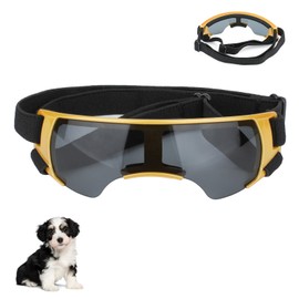 Dog Goggles,Dog Sunglasses,Sunglasses for Small and Medium Dogs,Eye Protection Puppy Glasses,Anti-UV Dog Sunglasses,Waterproof Windproof Pet Goggles,for Driving/Outdoor Activities(Gold)
