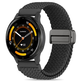 Braided Watch Bands 18mm Stretchy Nylon for Garmin venu 3S / Venu 2S / Vivoactive 4S/ Vivomove 3S, Soft Sport Band Quick Release Wristband Loop Elastic Strap for Men Women