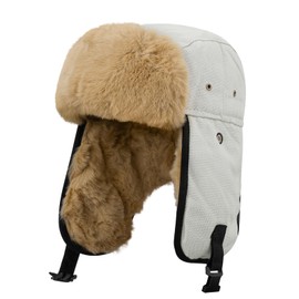Croogo Winter Trapper Hat Faux Fur Earflap Hunting Hat Ushanka Russian Cold Weather Ski Caps Men Women Bomber Hat,White-DPL5