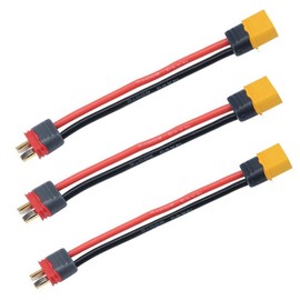 3 pieces Amass XT60 XT60H male female connector to Deans T male female plug conversion adapter with 10 cm cable (Deans T male to xt60 male)