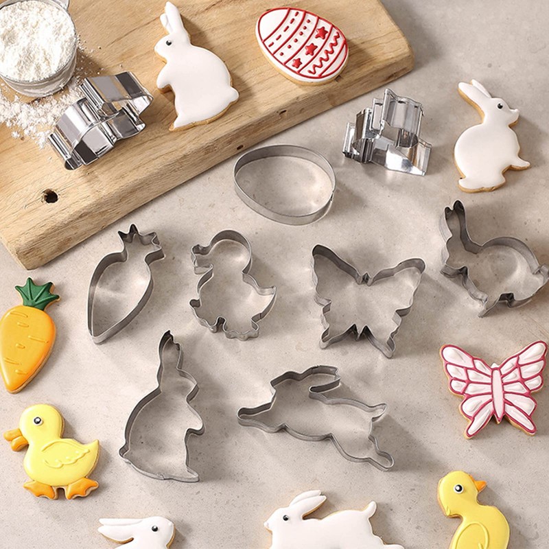 9 Pieces Easter Cookie Cutters Set - Cute Easter Themed