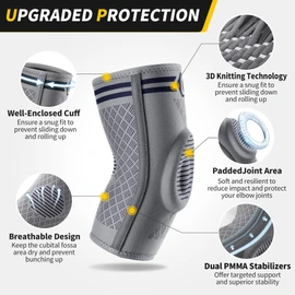CAMBIVO Elbow Support for Men&Women 2 Pack, Upgraded Tennis Elbow Support Arm Sleeves with Gel Pad and Dual Stabilizers, Elbow Brace for Tennis/Golfer's Elbow, Weightlifting, Tendonitis