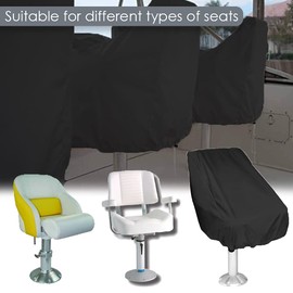 COOSOO Boat Seat Cover 2 Pack Waterproof Outdoor Captain's Chair Cover Heavy Duty 420D Boat Bench Seat Cover Weather UV Resistant Helm Chair Protective Black
