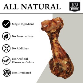 K9 Connoisseur Single Ingredient Dog Bones Made In USA For Large Breed Aggressive Chewers All Natural Long Lasting Meaty Mammoth Marrow Filled Bone Chew Treat Best For Dogs Over 50 LBS -Jumbone 1 Pack