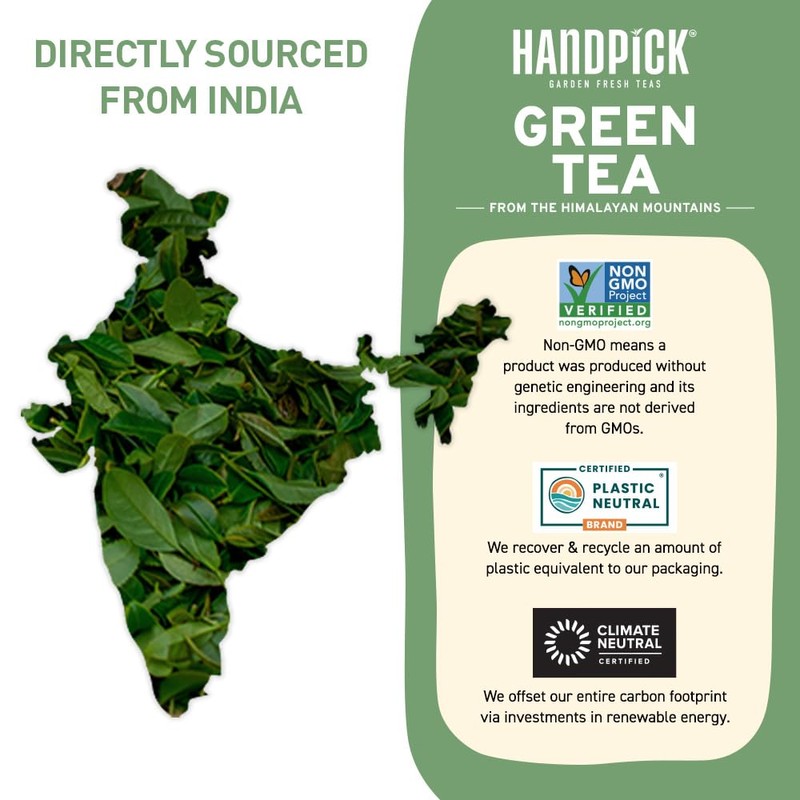 HANDPICK, Green Tea Loose Leaf (255g/9oz) 127 Cups | Non-GMO,
