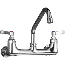 CWM Wall Mount Kitchen Faucet 8" Center Commercial Faucets with 8 Inch Swivel Spout