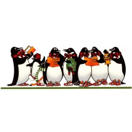 Captive Decals Christmas Caroling Penguin Wrap 1 pc 9" X 3-1/4" Waterslide Ceramic Decal