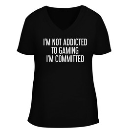 I’m not Addicted to Gaming – I’m Committed. - Women's Soft & Comfortable Deep V-Neck T-Shirt CP05 Black