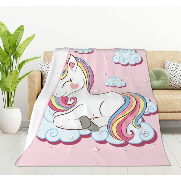HGOD DESIGNS Unicorn Blanket Smooth Soft Animal Rainbow Hair Cloud