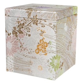 Setomo Honpo Bone Box, Japanese Flower (Silver), For 4 Inch Urns, Width 5.7 x Depth 5.7 x Height 6.7 inches (14.5 x 14.5 x 17.1 cm)