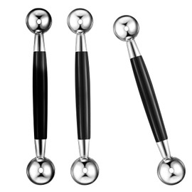 3 PCS Double Sided Melon Baller, Round Melon Balls Fruit Baller Scoop Melon Baller Scoop Stainless Steel Melon Baller Melon Scoop Double Scoop Ice Cream Cone Double Dessert Scoop for Fruit Ice Cream