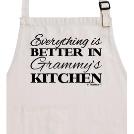ThisWear Gifts For Grammy Gifts For Grandma Everything Is Better In Grammy's Kitchen Two Pocket Adjustable Bib Apron Cream