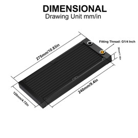 CLYXGS Radiador de refrigeración por agua, 12 tubos G1/4 hileras de calor radiador de 12 tubos intercambiador de calor de aluminio, radiador para PC, CPU computadora, sistema de refrigeración por