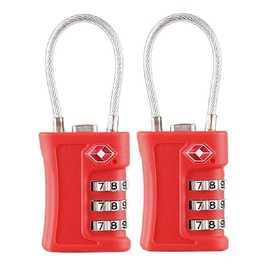 Kellegour Pack of 2 TSA Luggage Lock Combination Lock 3 Digit Suitcase Lock Combination Lock Padlock Wire Rope Mini Password Lock for Backpack, Trunk, Locker, Travel Bag