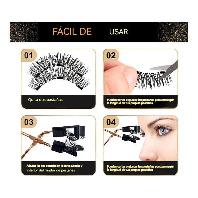 Pestañas Postizas Magnéticas Kit Con Aplicador Clip Pestañ