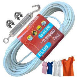 parpyon® Outdoor Washing Line 10m x Diameter 4.5mm Heavy Duty Outdoor Washing Line Made in Italy Coated Steel Cable (Wire Plus + Kit, 10m)
