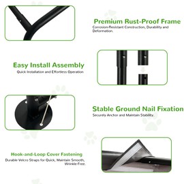 Yafylly Dog Shade Shelter Outdoor, 4'x4'x3' Extra Large Dog Tent Outdoor, Dog Shade for Outside with Waterproof Roof, Grey Sun Rain Cover for Pet Cat Goat Pig Small Animals and Livestock