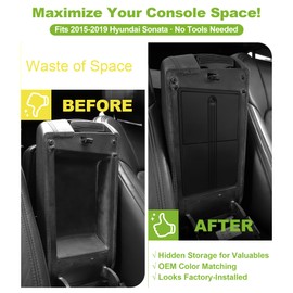 SDPVorn Center Console Organizer for Hyundai Sonata 2015 2016 2017 2018 2019 Armrest Hidden Storage Box Lid Secret Compartment Interior Accessories
