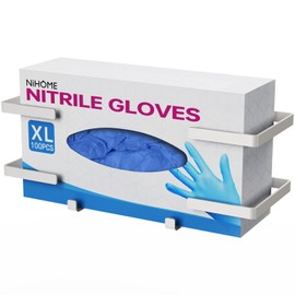 NiHome Wall-Mounted Metal Glove Box Dispenser for Kitchens, Garages, Labs, Hospitals, Salons, Easy Installation Minimalist Design Fits Most Disposable Gloves, Tissues, Plastic Bags, Baby Wipes (White)