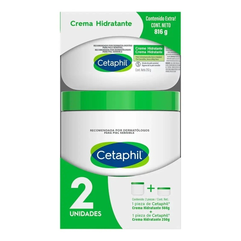 Cetaphil Paquete Crema Hidratante 566g 250g Piel Seca