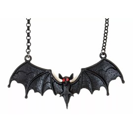 Unbranded Bat Pendant Red stone Eye Goth Punk Premium Quality 20" Chain