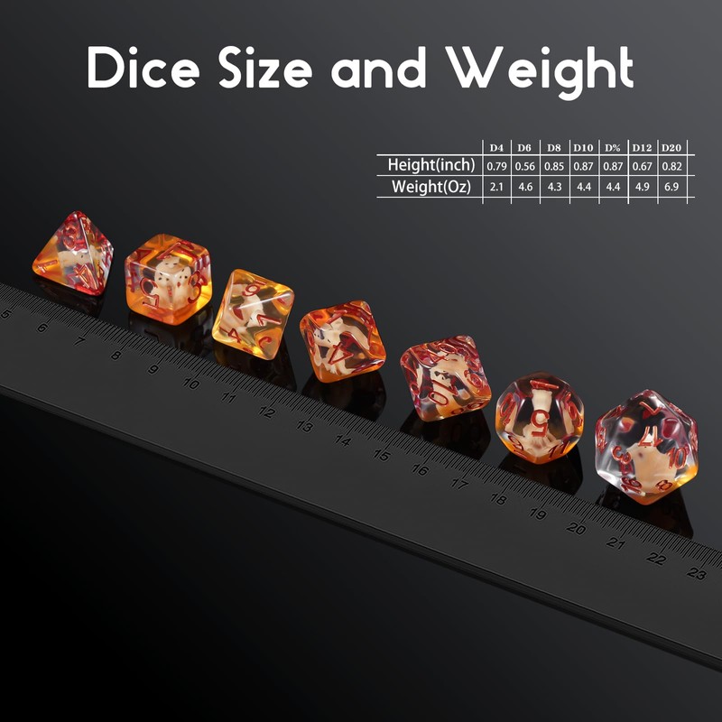 Fox Dice Set D&D, DNDND 7 pcs Resin D&D Die