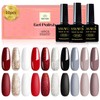 YSUVIN Gel-Nagellack, 10 Farben, Rot, Schwarz, Grau, Weiß, Nagellack, Pailletten,