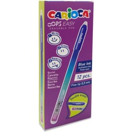 Carioca Oops Easy Penne Cancellabili Blu – Box 12 Penne Gel Cancellabili con Inchiostro Termosensibile – Punta 0,7 mm – Penne Scuola Ufficio Studio