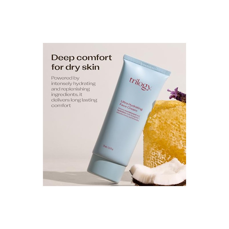 Trilogy Ultra Hydrating Face Cream for Unisex, 2.5 Ounce
