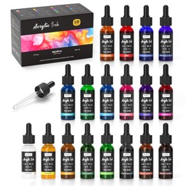 Nicpro 18 Colors Acrylic Ink, 1-oz(30ml) Bottle with Dropper, Quick Dry Permanent Acrylic Drawing Inks For Artist, Essential Color Set For Ink Drawing, Pouring Art, Airbrush, Scrapbooking, Mixed Media