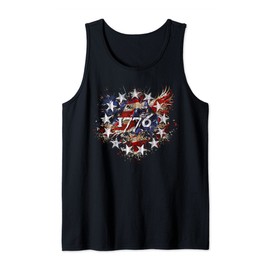 Red White and Blue 1776 American Flag Colonial Artistic Tank Top