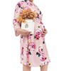SUFEINI Plus Size Maternity Robe and Matching Baby Swaddle Blanket